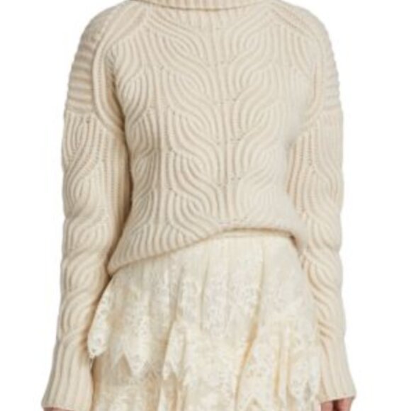 Zimmermann Cosmic Woven Cable Turtleneck Sweater Merino Wool SIze 1 - Picture 4 of 4